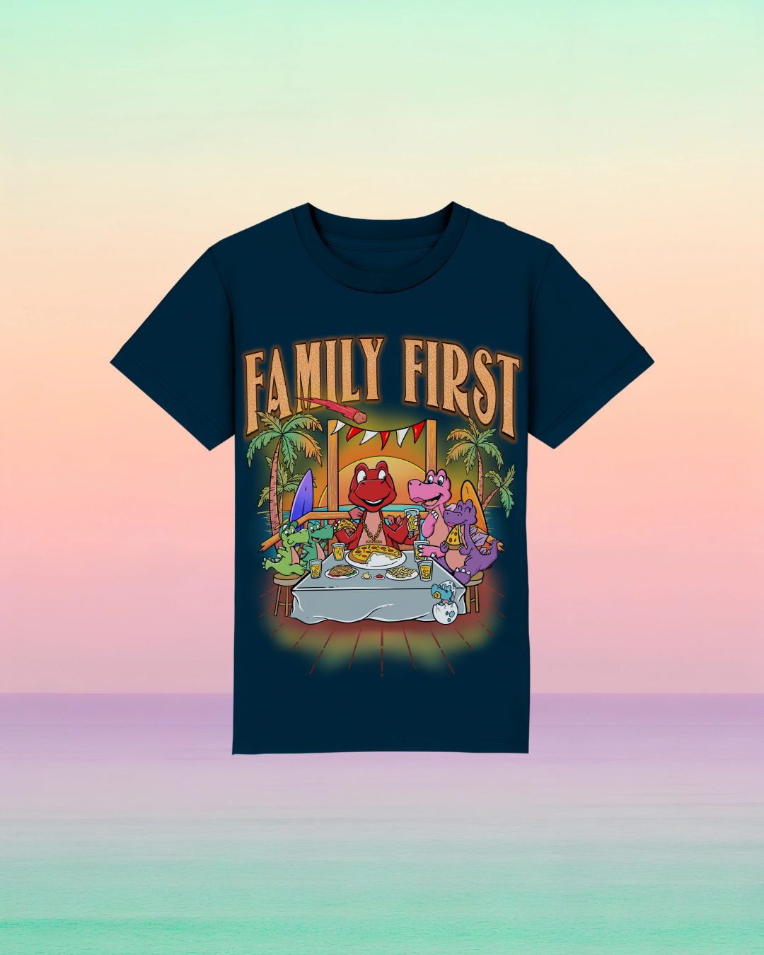 Family First – Kinder-T-Shirt mit Frontprint-Botschaft