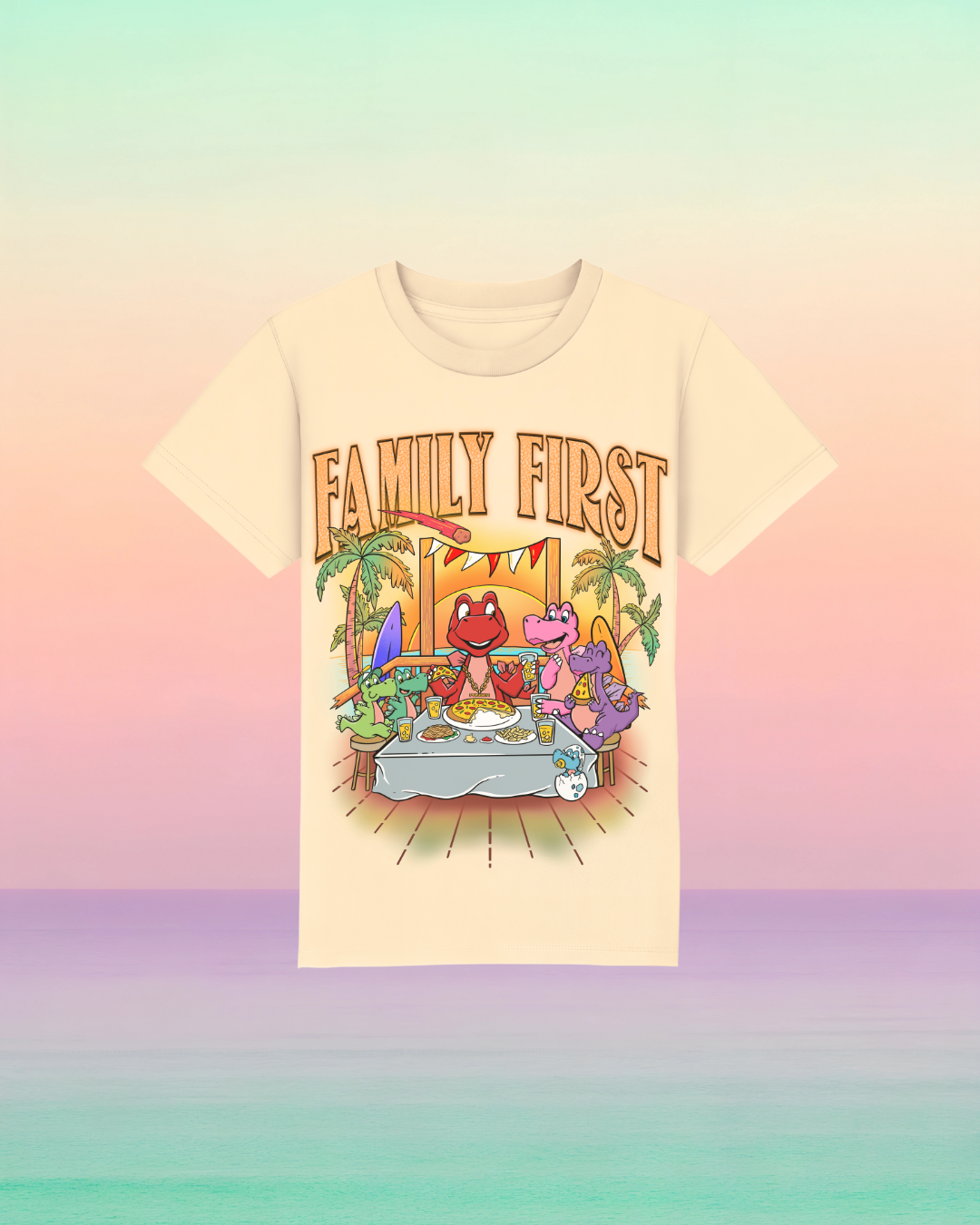 Family First – Kinder-T-Shirt mit Frontprint-Botschaft
