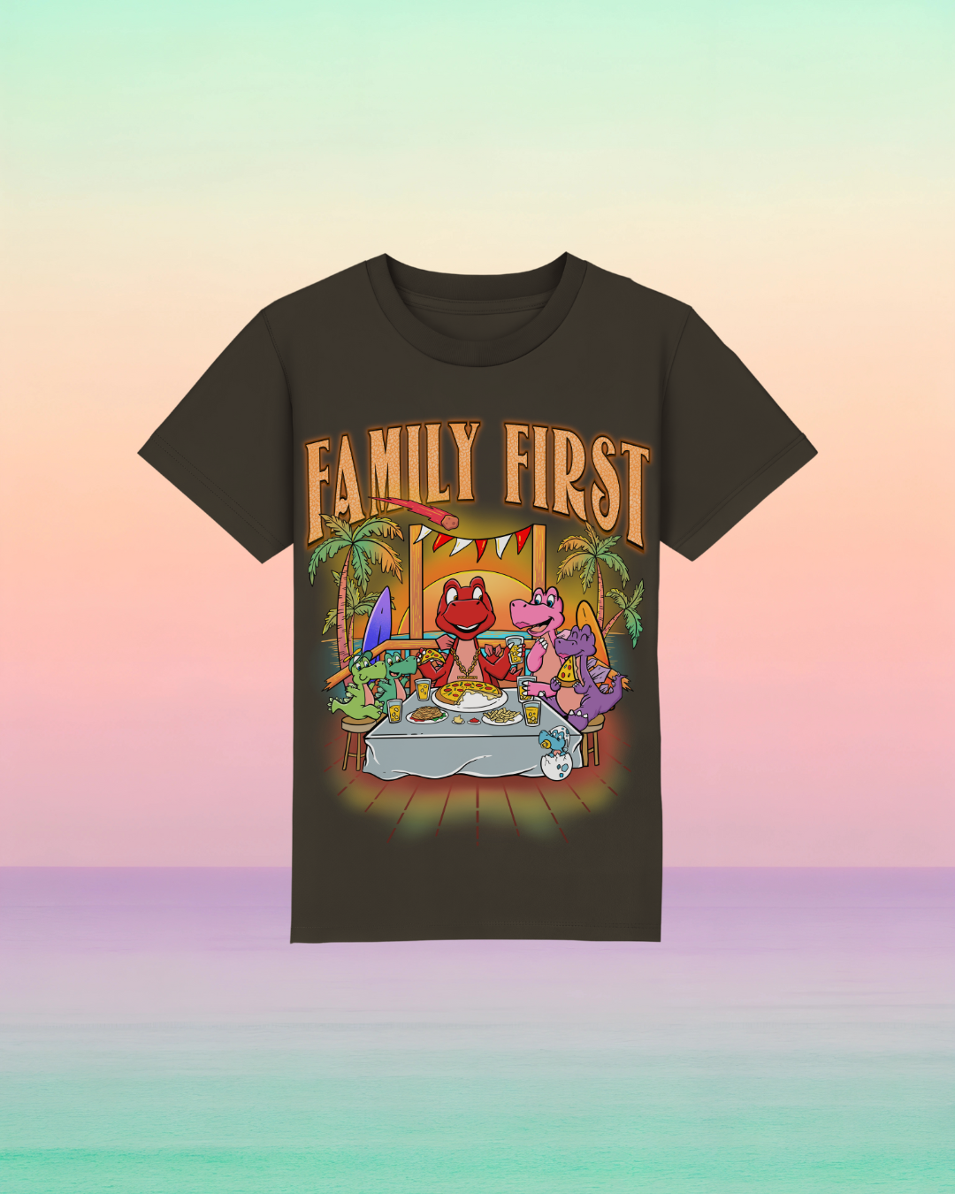 Family First – Kinder-T-Shirt mit Frontprint-Botschaft