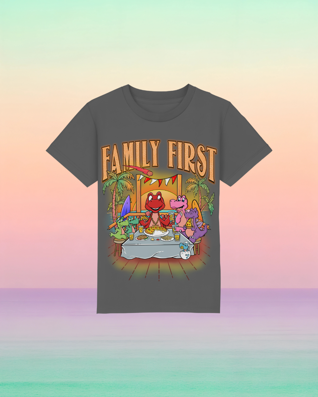 Family First – Kinder-T-Shirt mit Frontprint-Botschaft
