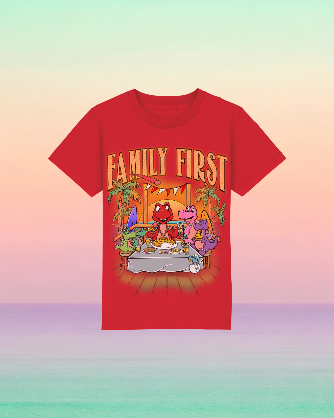 Family First – Kinder-T-Shirt mit Frontprint-Botschaft