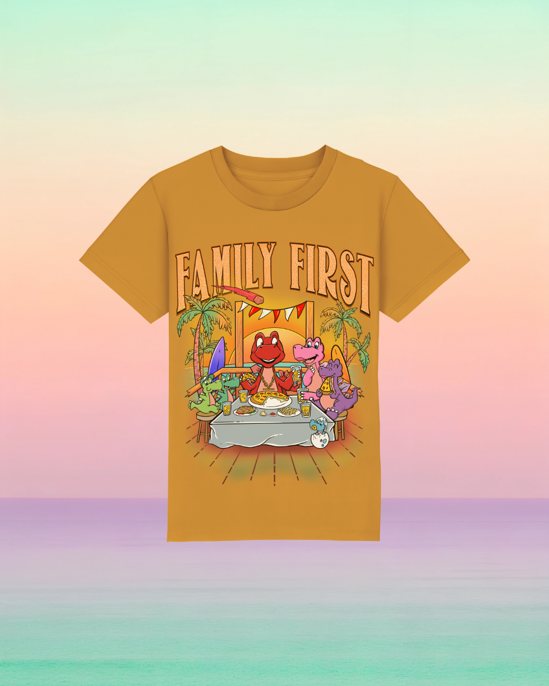 Family First – Kinder-T-Shirt mit Frontprint-Botschaft