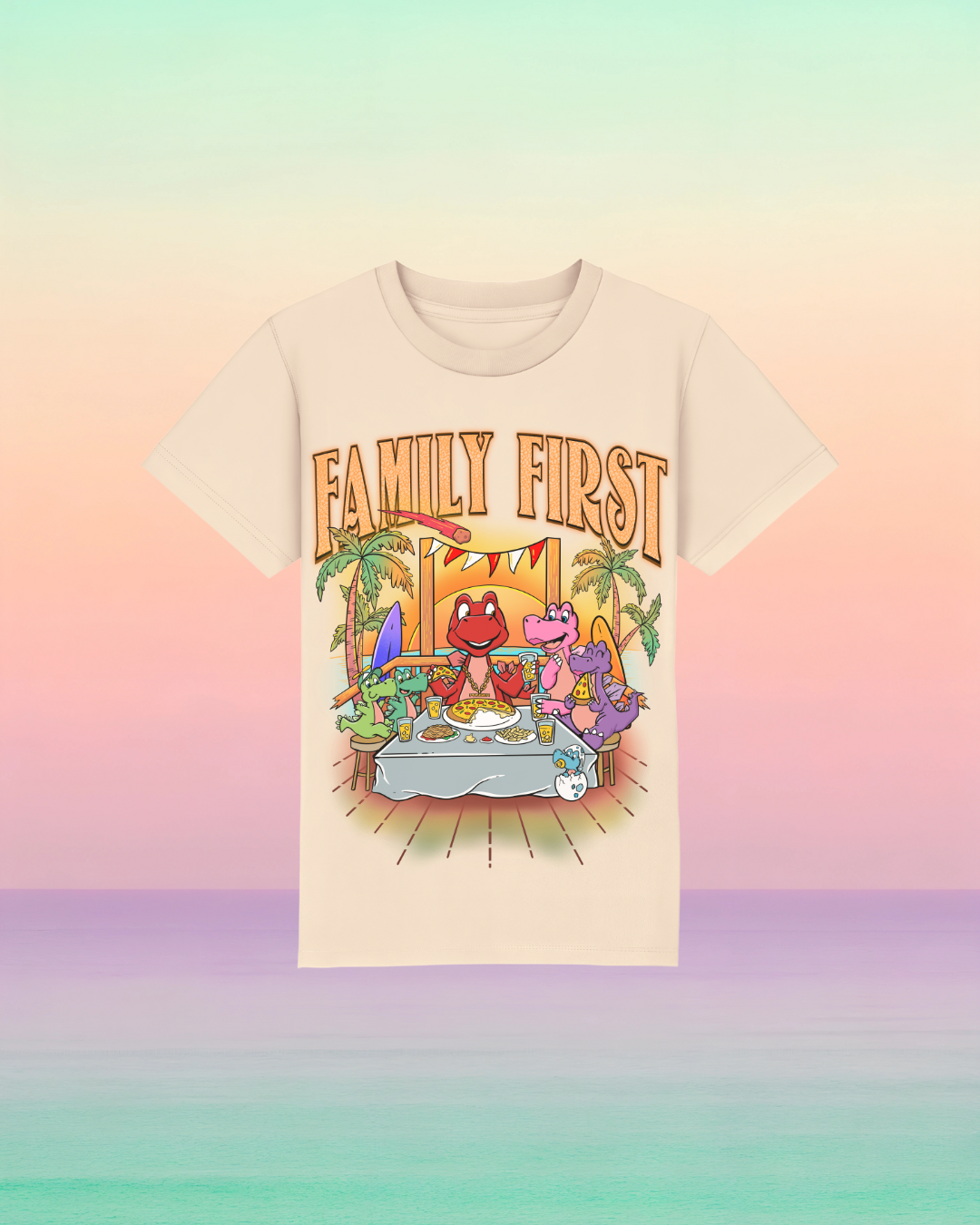 Family First – Kinder-T-Shirt mit Frontprint-Botschaft