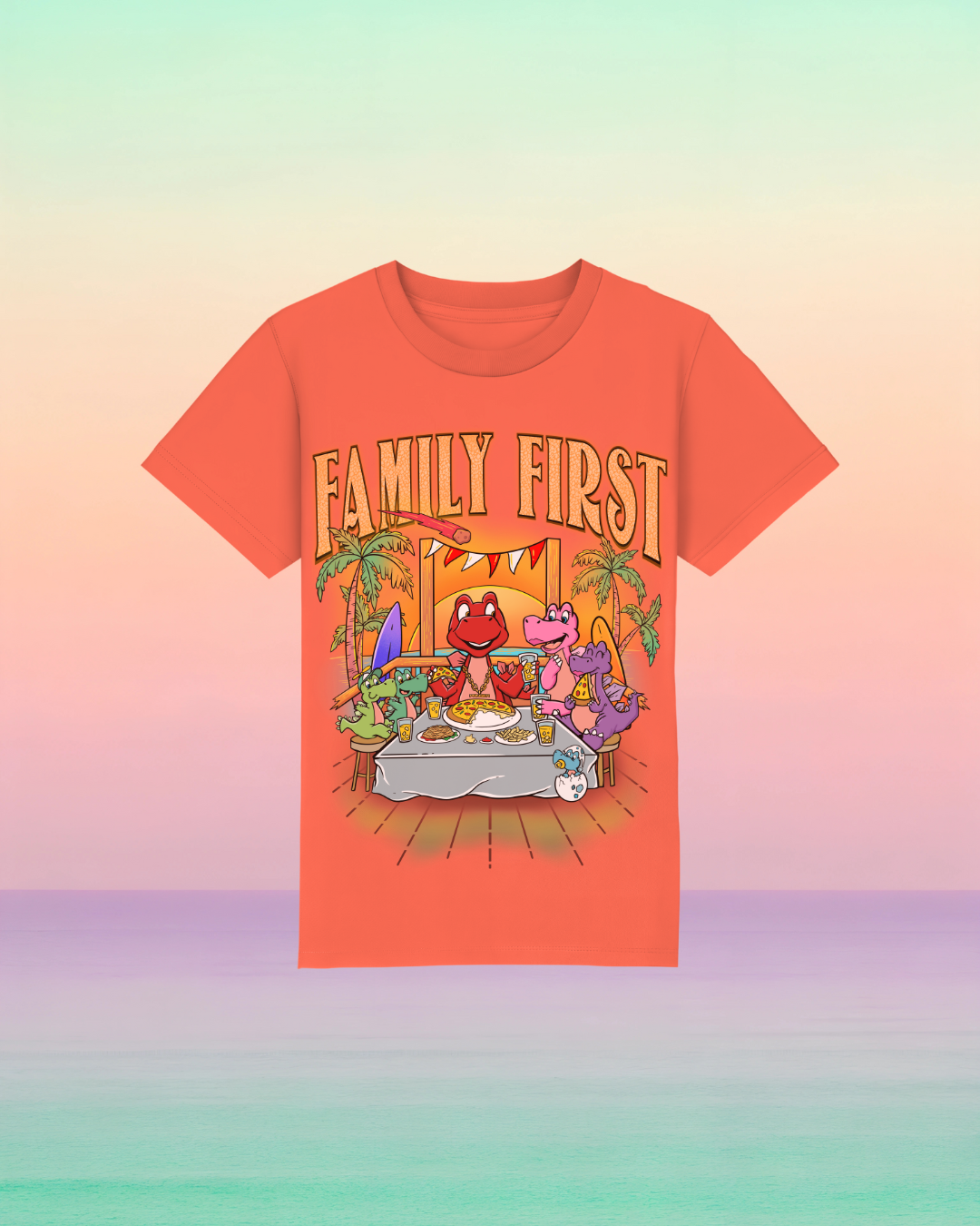 Family First – Kinder-T-Shirt mit Frontprint-Botschaft