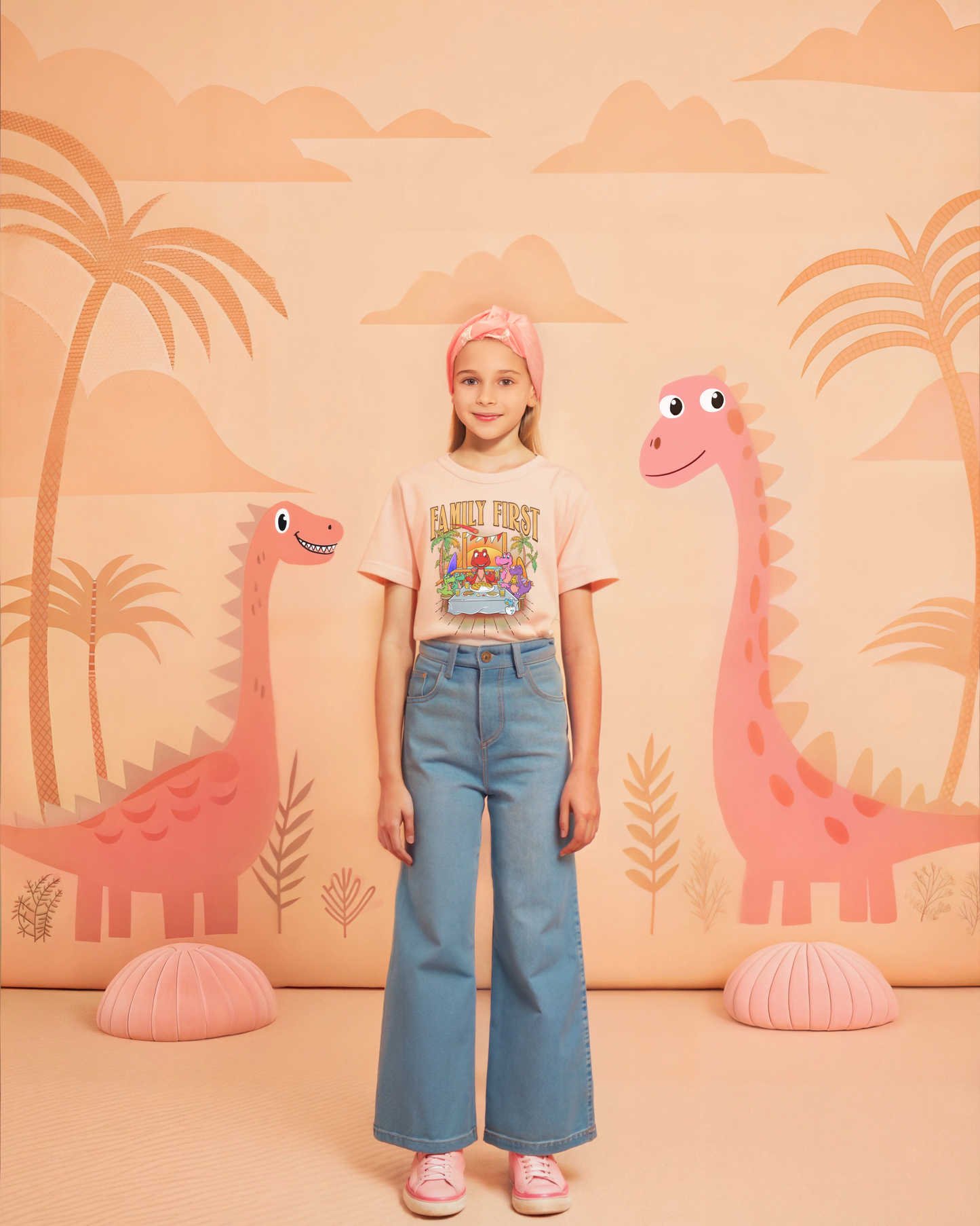 Family First – Kinder-T-Shirt mit Frontprint-Botschaft
