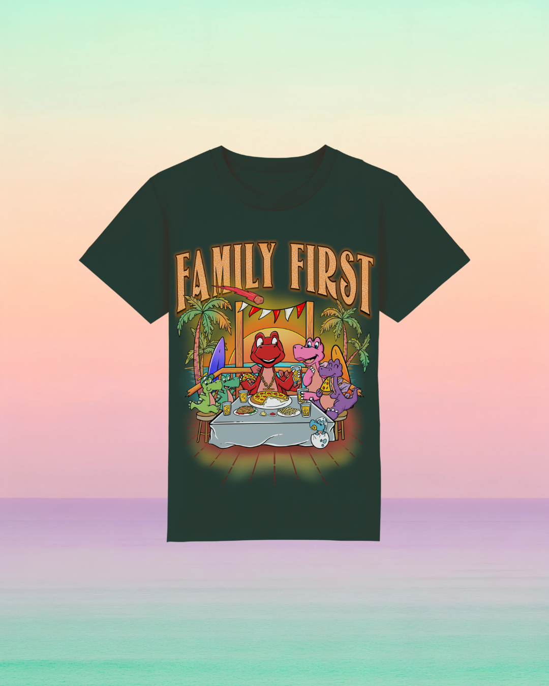 Family First – Kinder-T-Shirt mit Frontprint-Botschaft