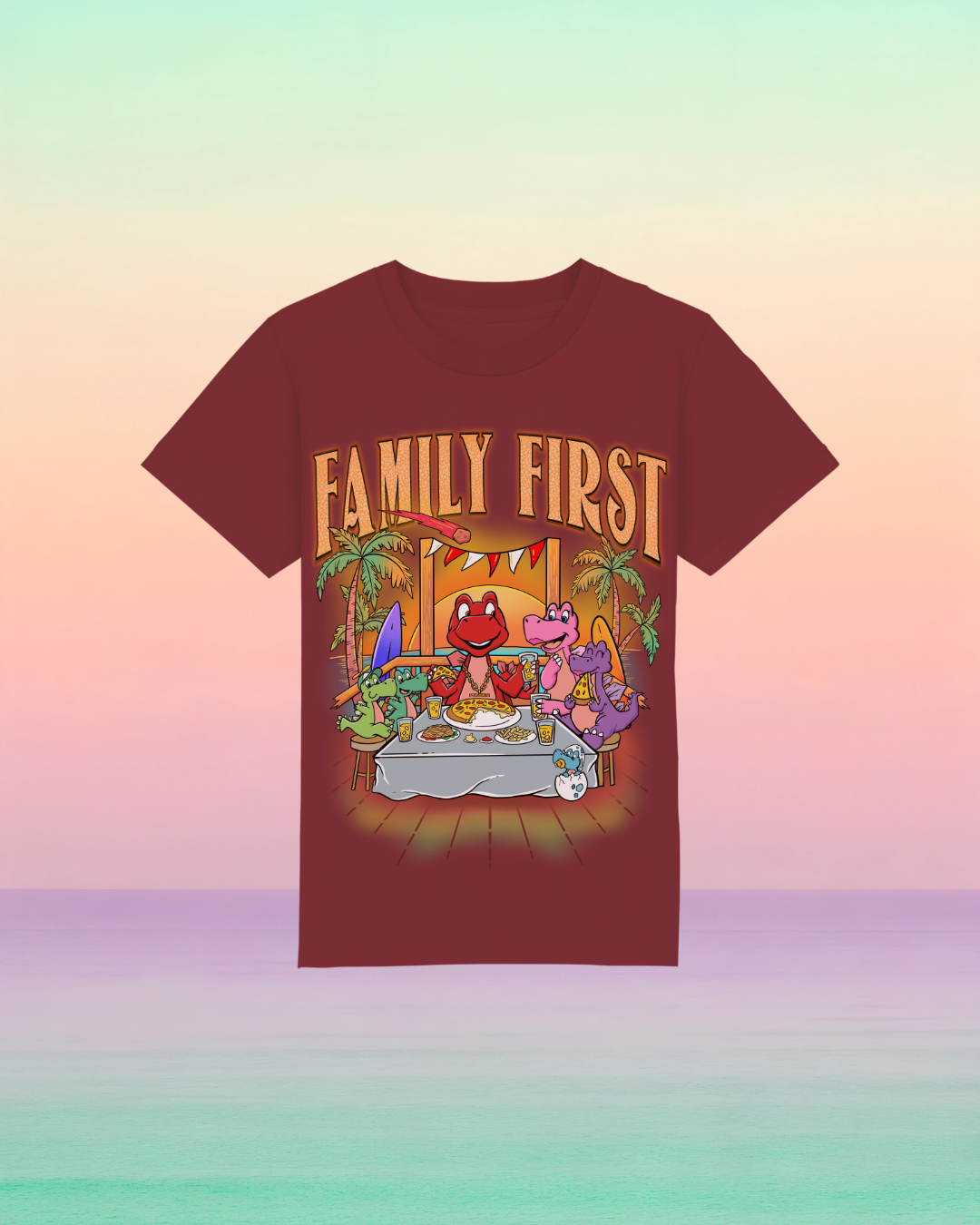 Family First – Kinder-T-Shirt mit Frontprint-Botschaft