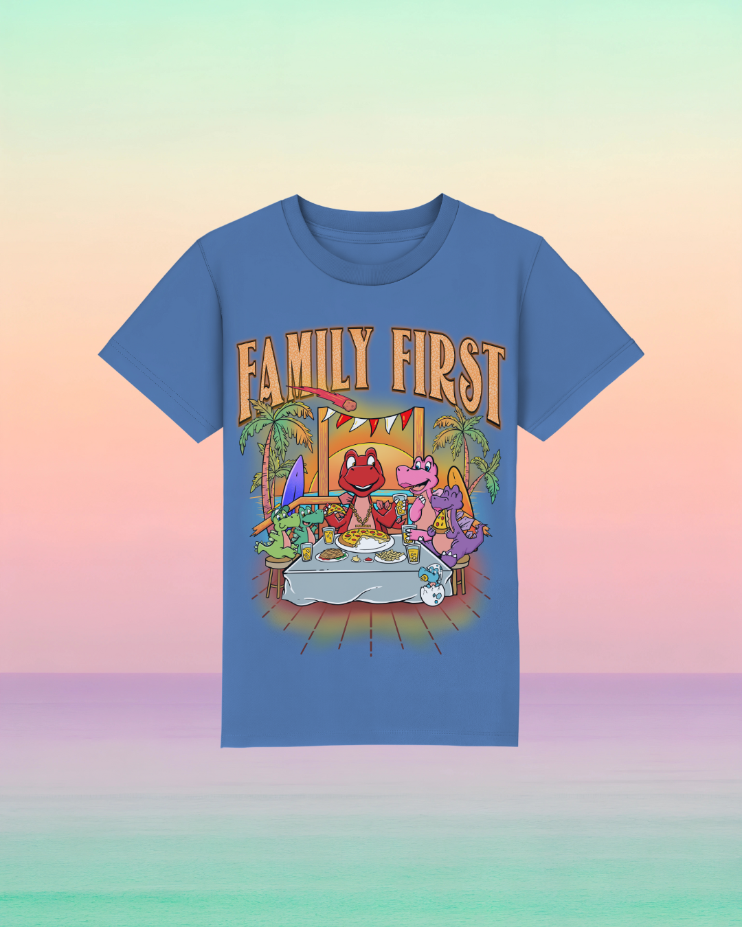 Family First – Kinder-T-Shirt mit Frontprint-Botschaft