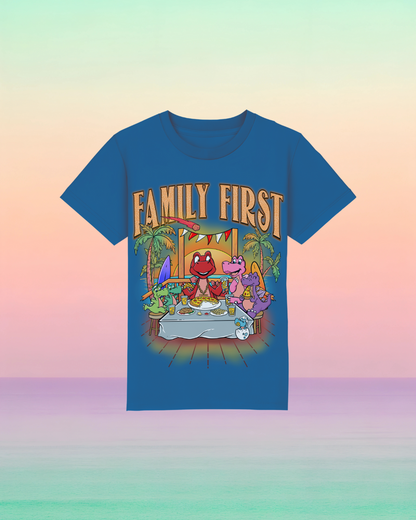 Family First – Kinder-T-Shirt mit Frontprint-Botschaft