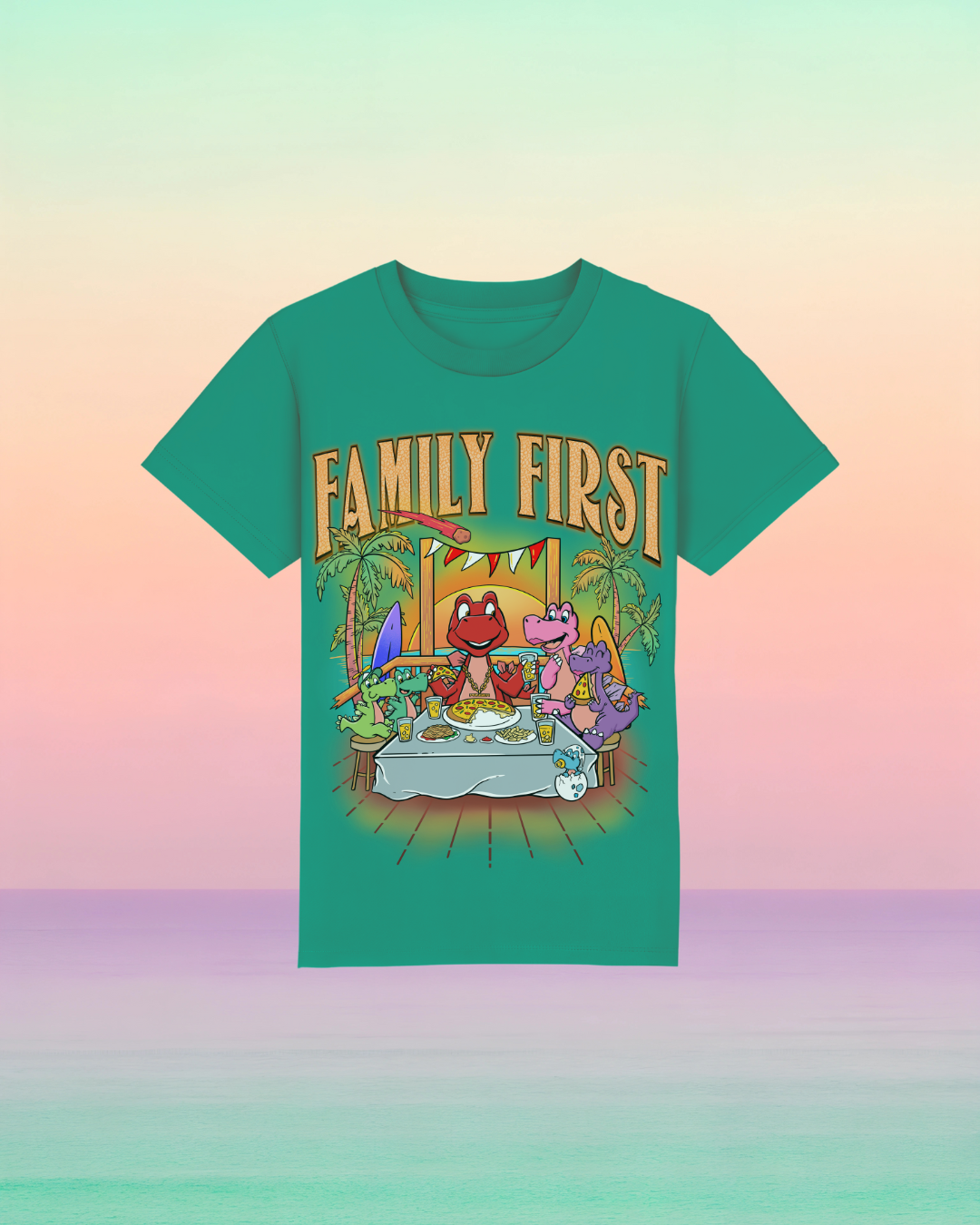 Family First – Kinder-T-Shirt mit Frontprint-Botschaft