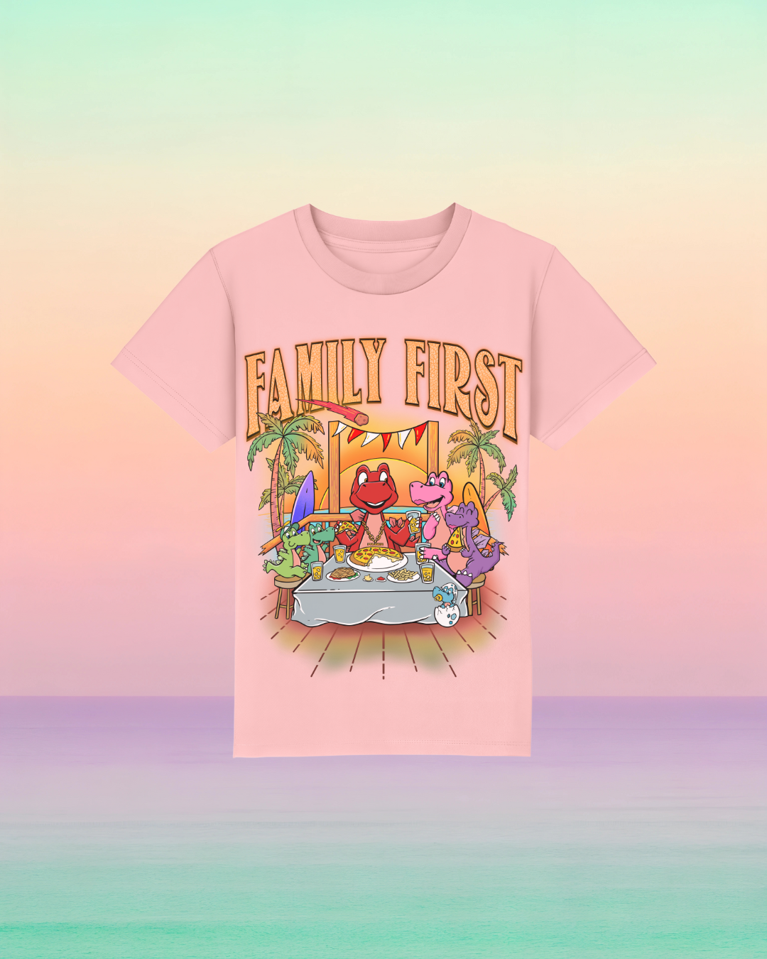 Family First – Kinder-T-Shirt mit Frontprint-Botschaft