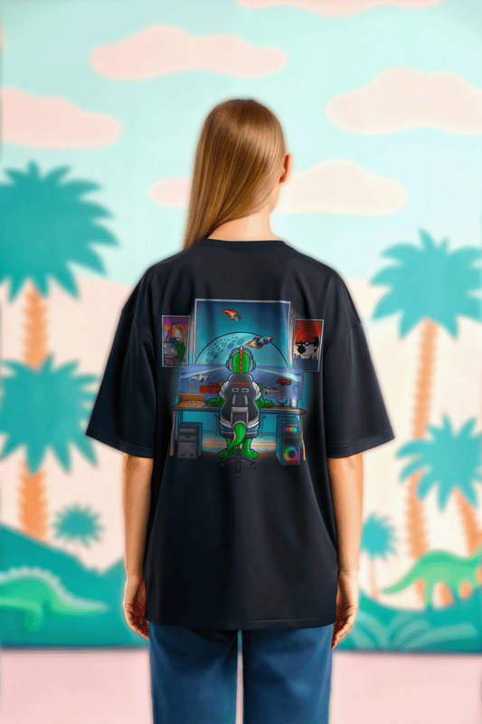 Stay Focused – Heavy Backprint T-Shirt mit blauem Logo